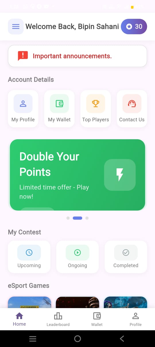 Gaming App Screenshot